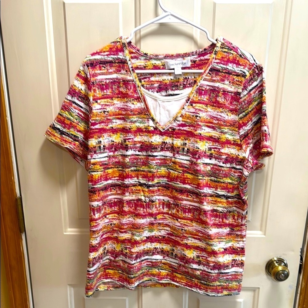 Breckenridge Colorful Striped Women's Cotton Top size XL